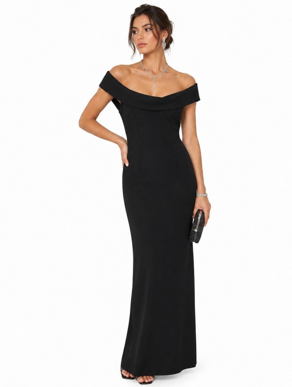 Lovers + Friends Off-Shoulder Black Maxi Dress Medium